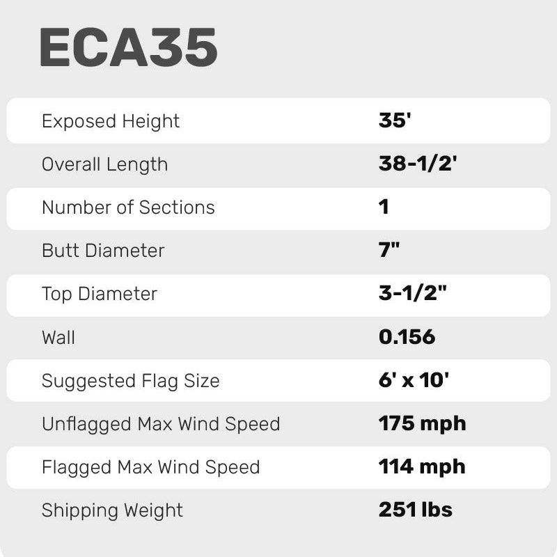 35 Ft Commercial Flagpole External Halyard