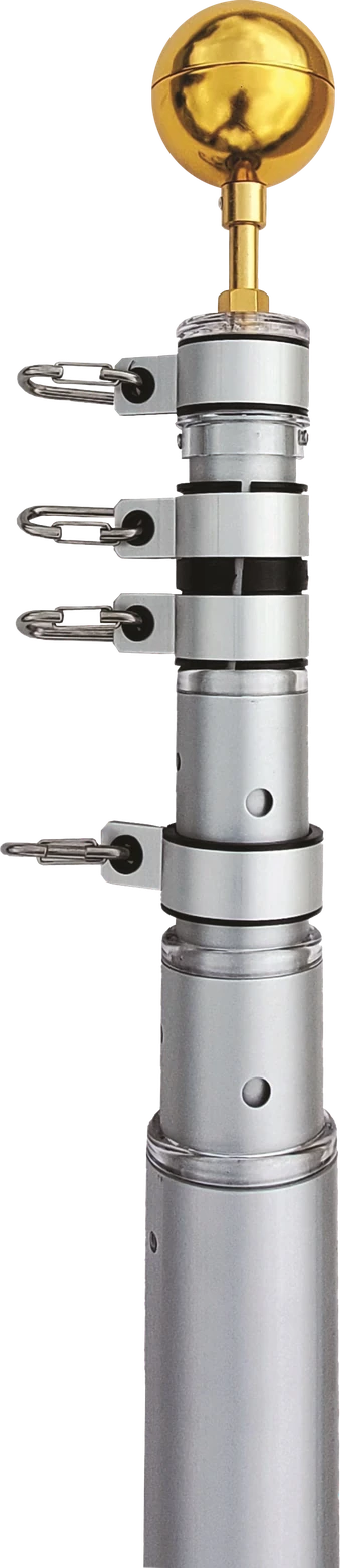HD Telescoping Flagpole, anodized clear finish
