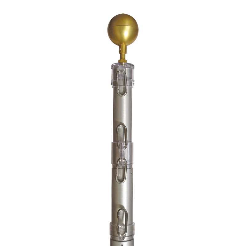 25' Telescoping Flagpole top with gold ball and swivel rings