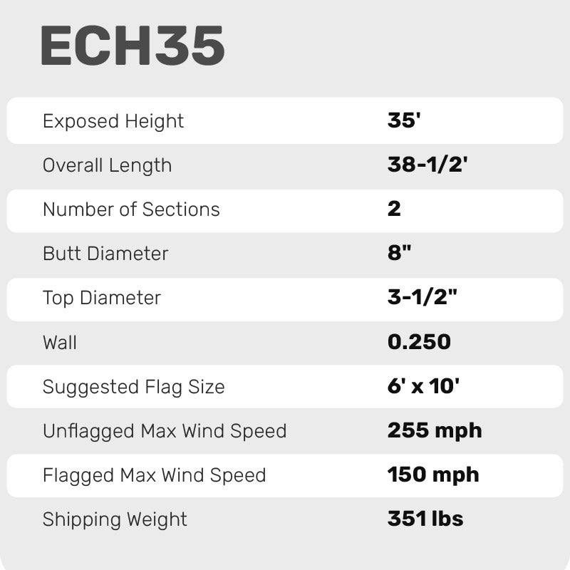 35' Hurricane Series Flagpole