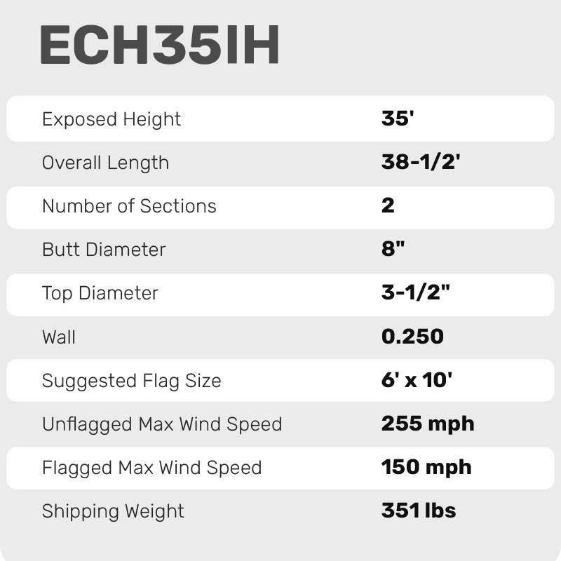 35 FT Hurricane Series Flagpole