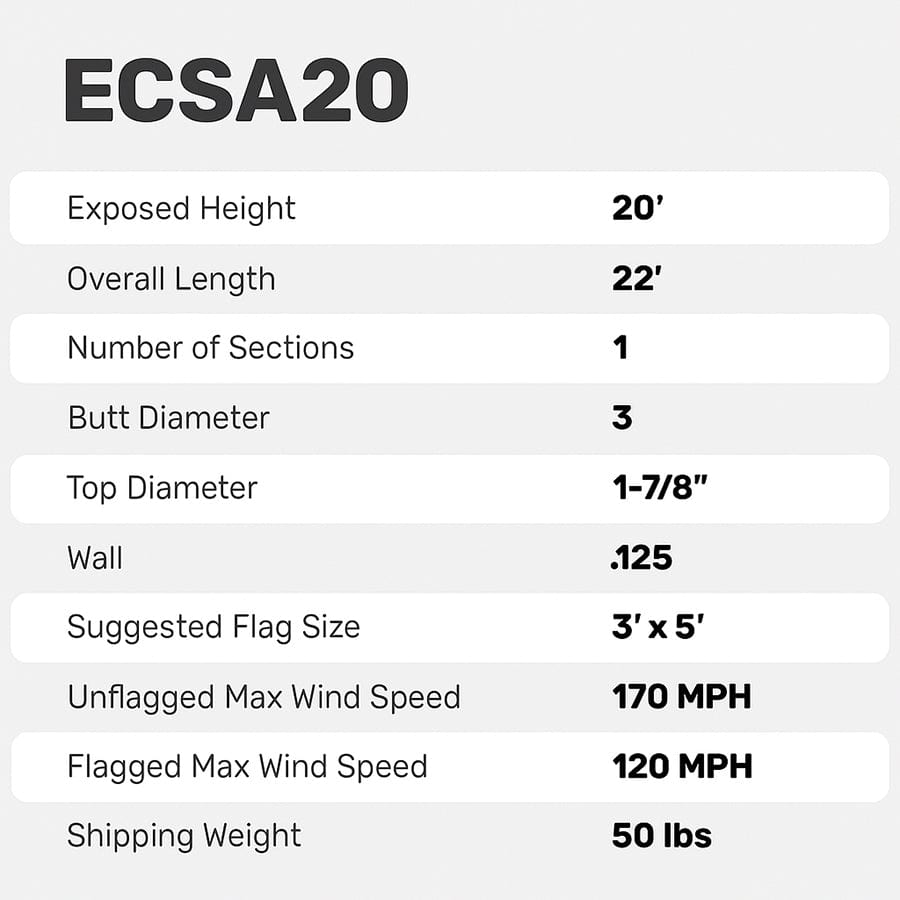 20' Professional Tapered Flagpole