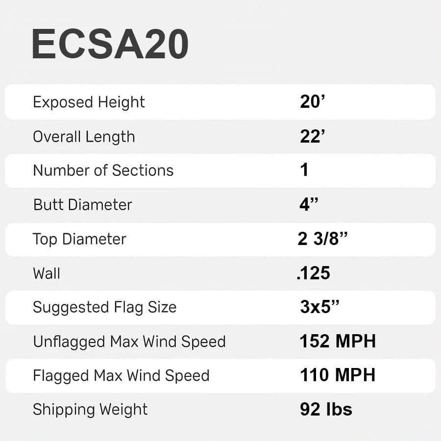 20' Professional Tapered Flagpole
