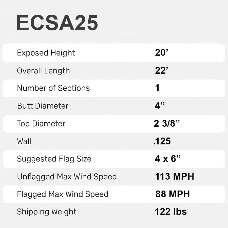 25' Professional Tapered Flagpole
