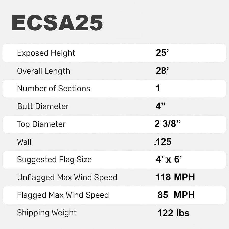 25' Professional Tapered Flagpole