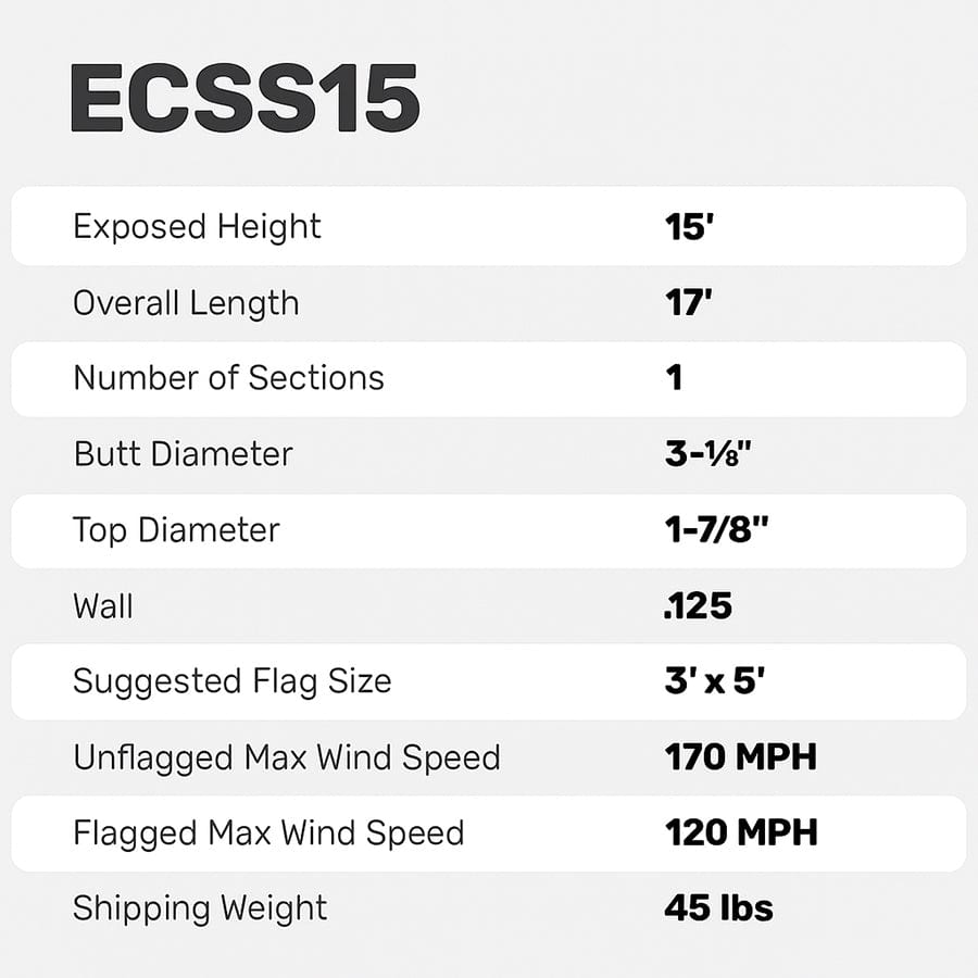 15 Ft One Piece Flagpole