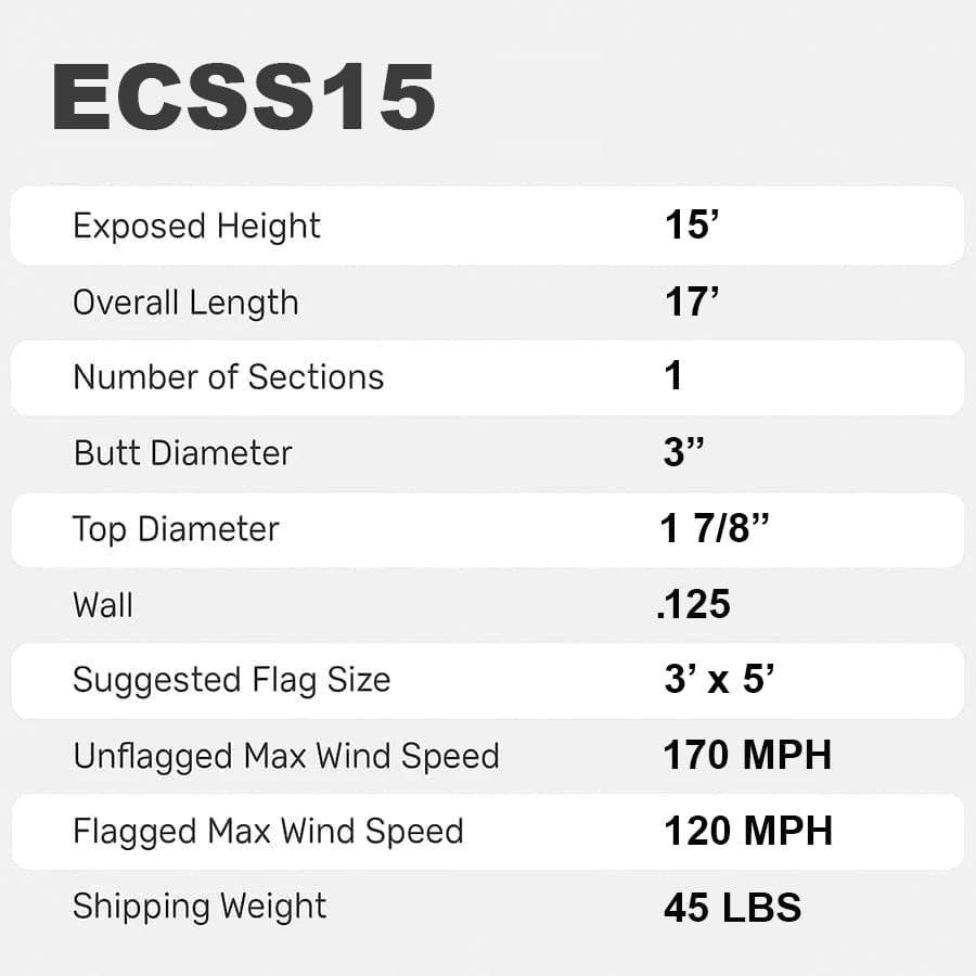 15 Ft One Piece Flagpole