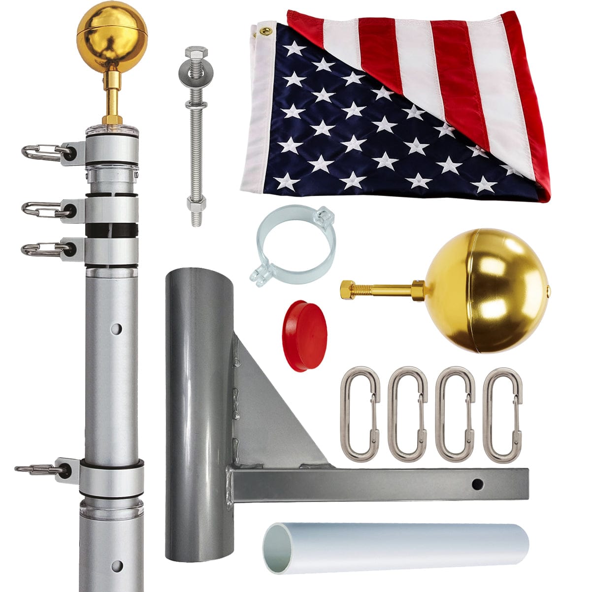 25' HD Telescoping Flagpole + Hitch Mount
