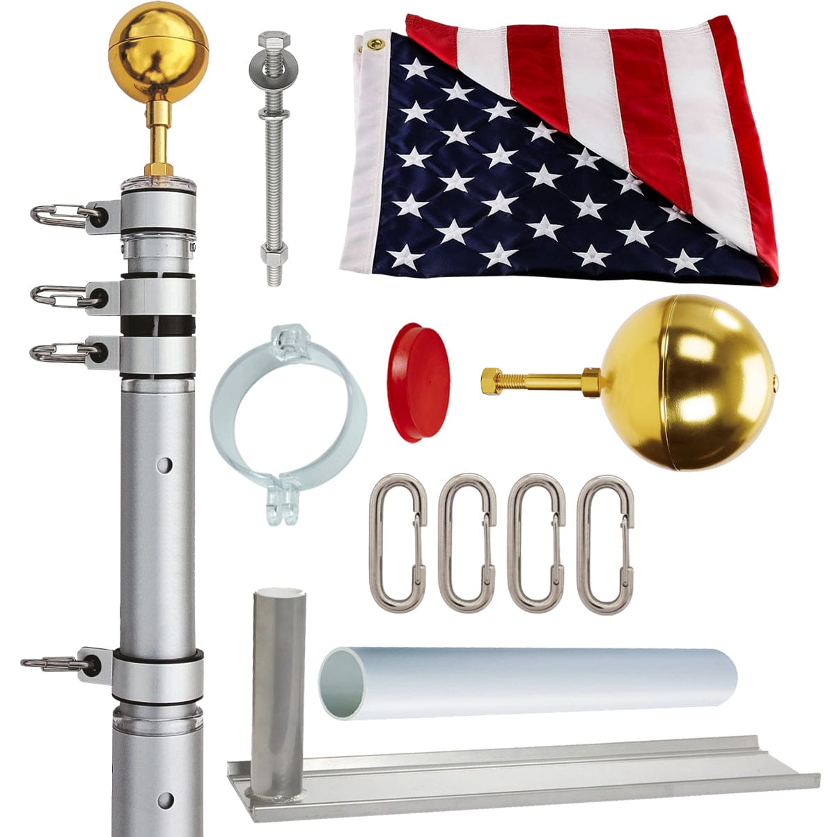 Portable Telescoping Flagpole Bundle