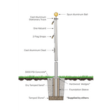 15' Residential Tapered Aluminum Flagpole - One Piece