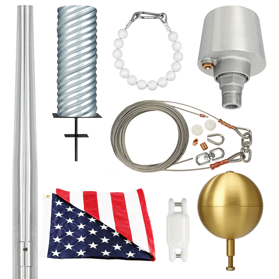 35 Ft CS Commercial Flagpole Internal Halyard