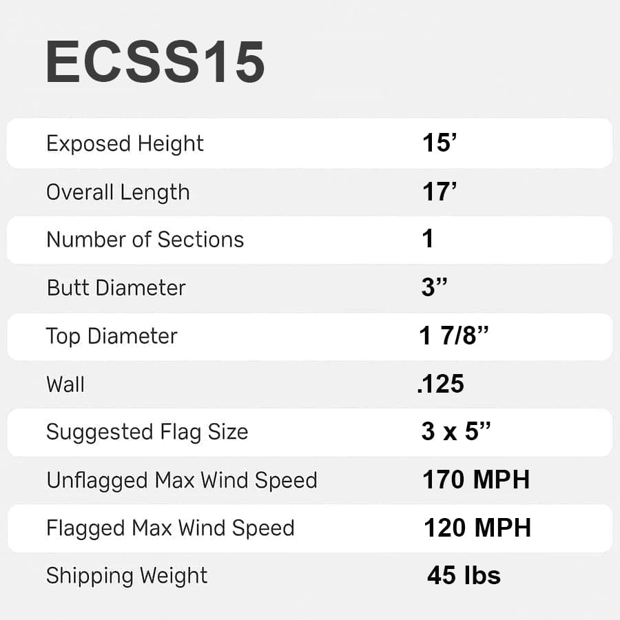 15 Ft One Piece Flagpole