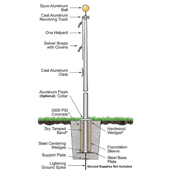 30' Pro Series Aluminum Flagpole