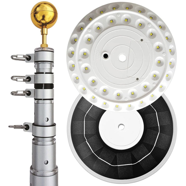 20' HD Telescoping Flagpole + X40 Solar Light