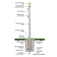 40 Ft Tapered Aluminum Flagpole - External Halyard