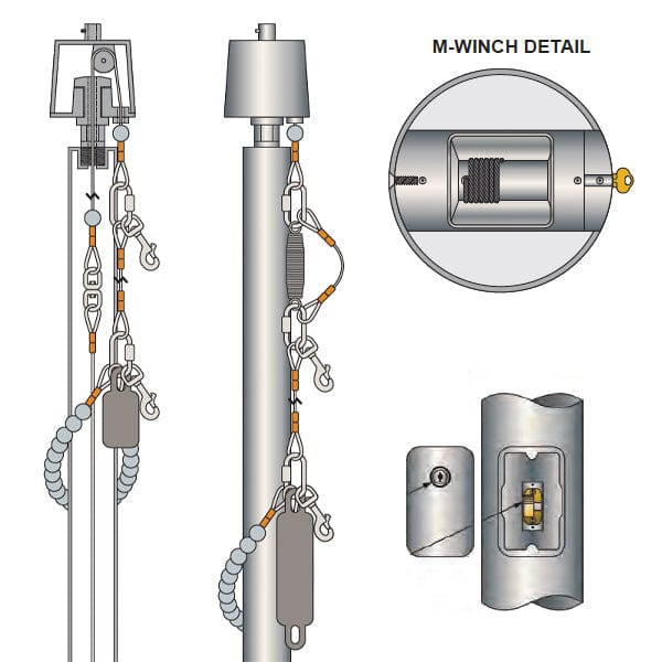 30 Ft Tapered Aluminum Flagpole - Internal Halyard