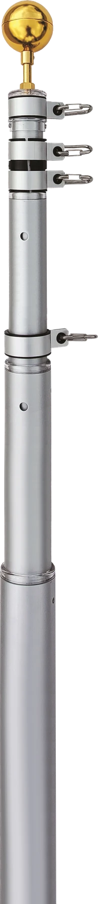 25' HD Telescoping Flagpole + X20 Solar Light, with technical callouts