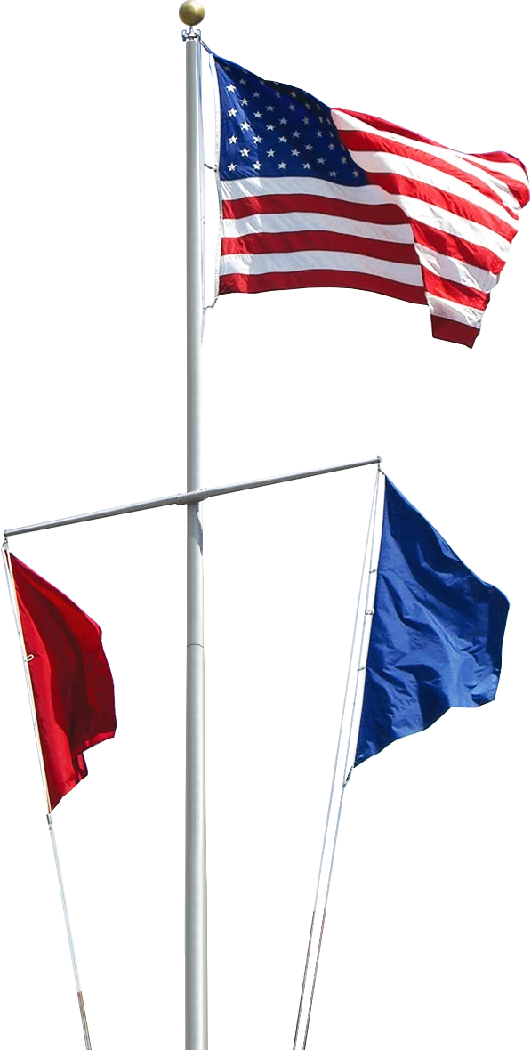 35' Nautical Flagpole with Yardarm, with technical callouts