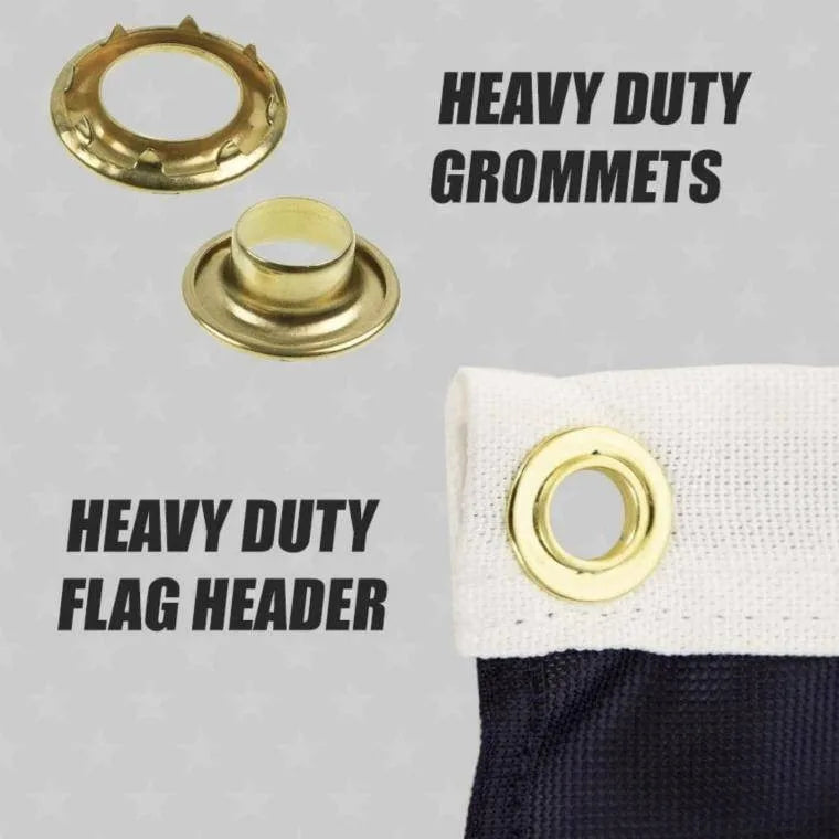 Heavy duty brass grommets and flag header